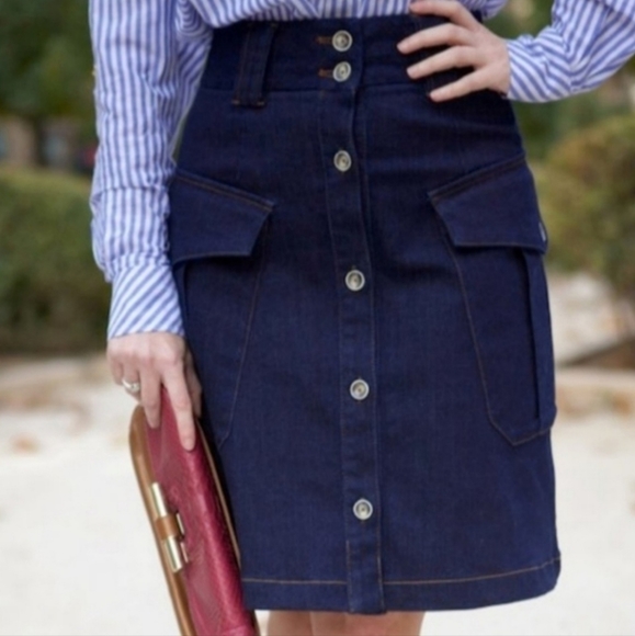 Massimo Dutti Dresses & Skirts - Massimo Dutti blue jean utility large pocket midi skirt